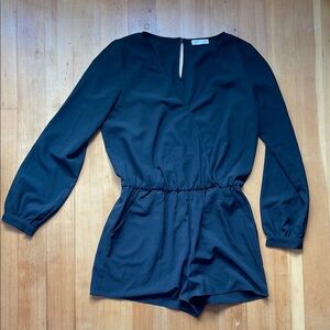 Elegant Black Long Sleeve Romper